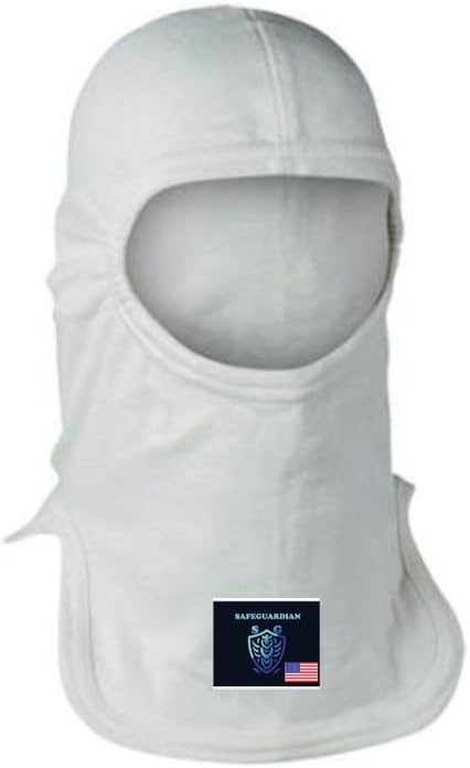 Firefighter Hood Balaclava - Flame Resistant, Welding, Thermal Protection, Neck Gaiter Covering Face Mask Lightweight Safety Gear for Firefighting Beige/White