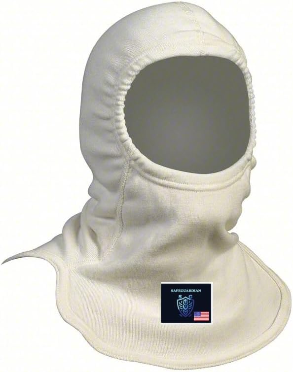 Firefighter Hood Balaclava - Flame Resistant, Welding, Thermal Protection, Neck Gaiter Covering Face Mask Lightweight Safety Gear for Firefighting Beige/White