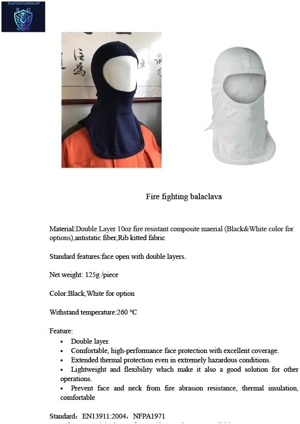 Firefighter Hood Balaclava - Flame Resistant, Welding, Thermal Protection, Neck Gaiter Covering Face Mask Lightweight Safety Gear for Firefighting Beige/White