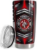 Firefighter Tumbler 20oz Stainless Steel Insulated Travel Mug Cup for Fireman Dad Husband Firefighters Gifts for Birthday Christmas Fathers Day