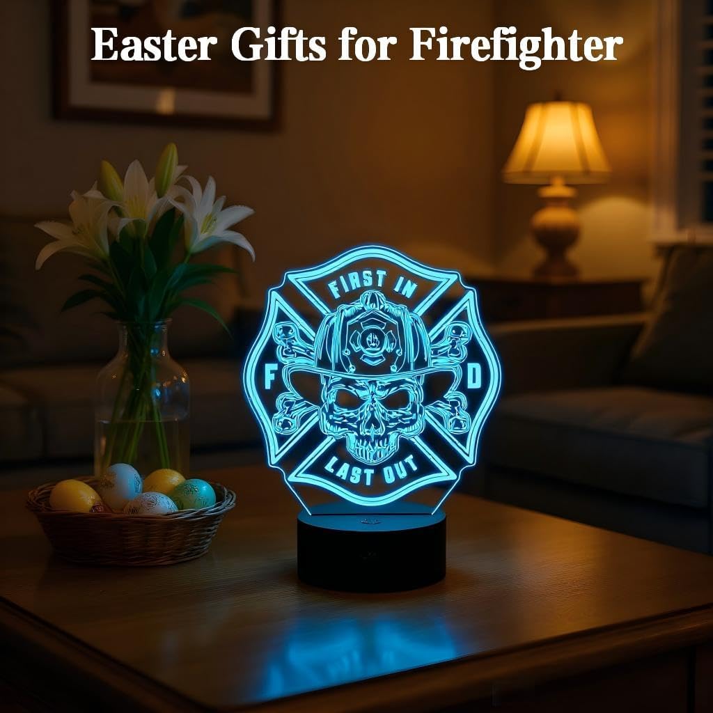 Firefighter Gifts, Fire Fighter Gifts Men, Fireman Night Light with 16 Colors Changing & Timer & Dimmer, Creative Gifts for Easter, Birthday, Father's Day, Graduation, Thank you for Firefighter, Women