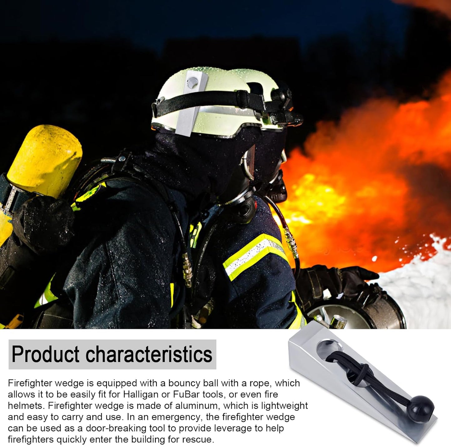 Firefighter Wedge, Aluminium Firefighter Wedge Fit for Halligan or FuBar Tool