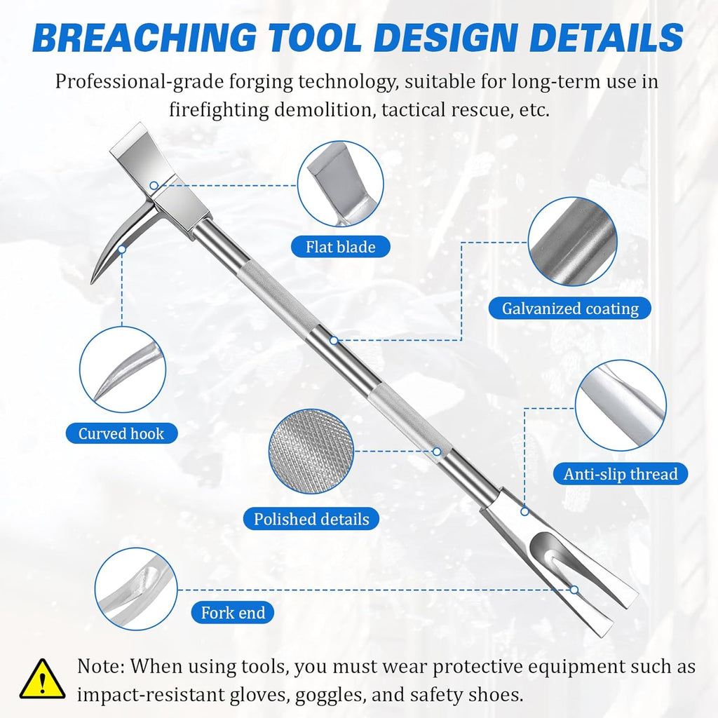 30" Halligan Tool, Breaching Tools for Emergencies, 45 Gauge Steel Forged Halligan Bar, Modern Rescue Firefighter Halliganar
