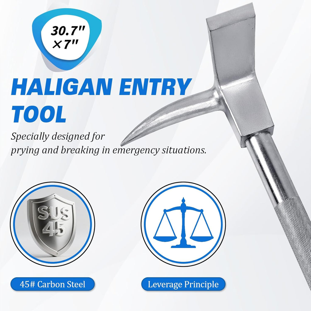 30" Halligan Tool, Breaching Tools for Emergencies, 45 Gauge Steel Forged Halligan Bar, Modern Rescue Firefighter Halliganar