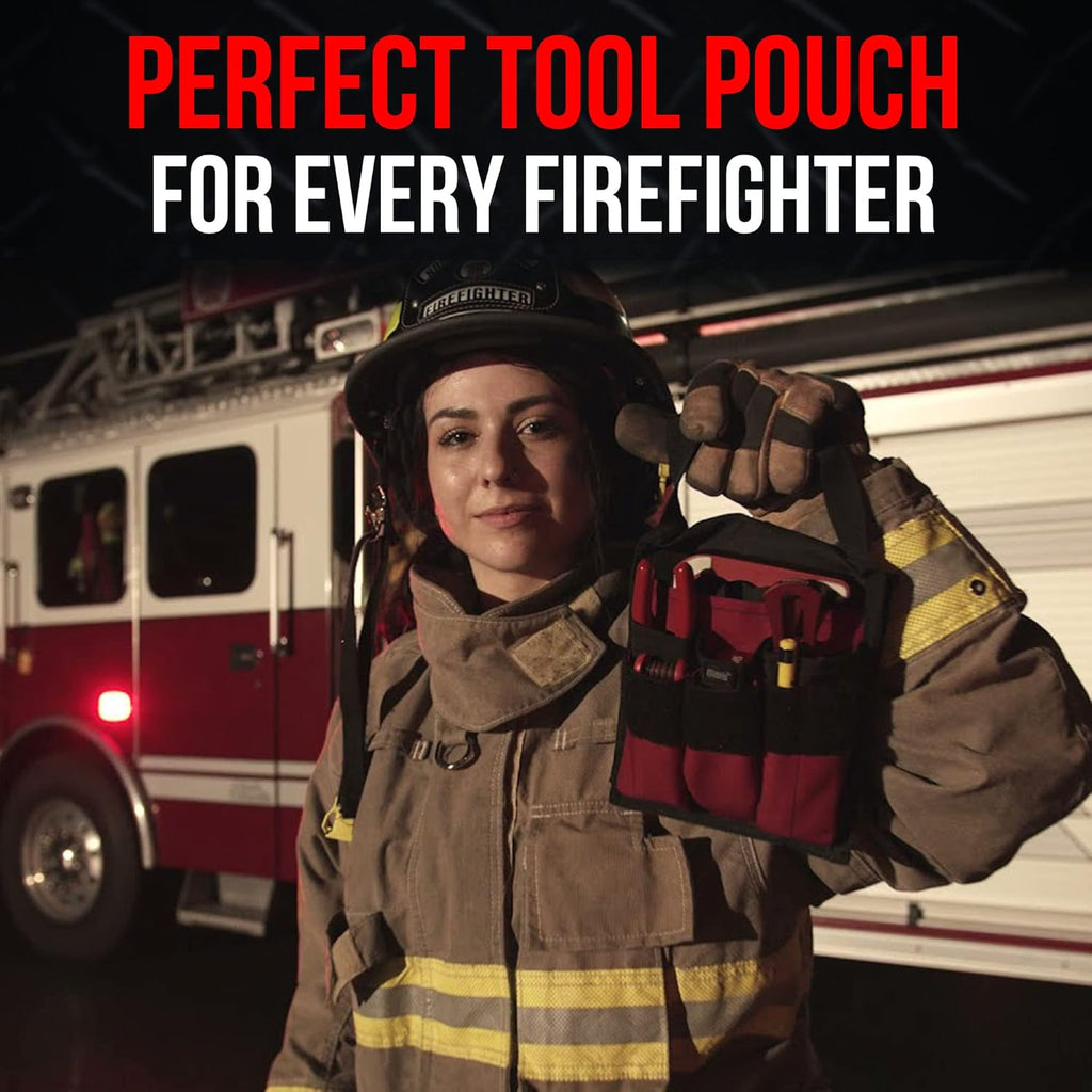 Motis Fire Pocket Organizer Pouch with Webbing Carry Handle, Durable Tool Pouch Organizer for Firefighter Tools, Tool Kit Bag, Equipment not Included