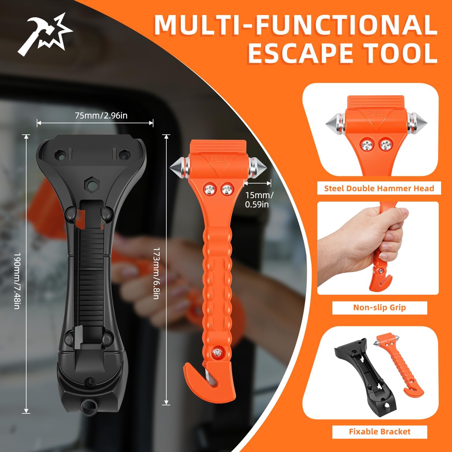 4Pack Firefighter Tools Heavy Duty, Fireman Gear Equipment Accessories for Emergency Responders, Includes Wire Cutters, Pliers Wrench, Screwdrivers, and Window Breaker Seatbelt Cutter