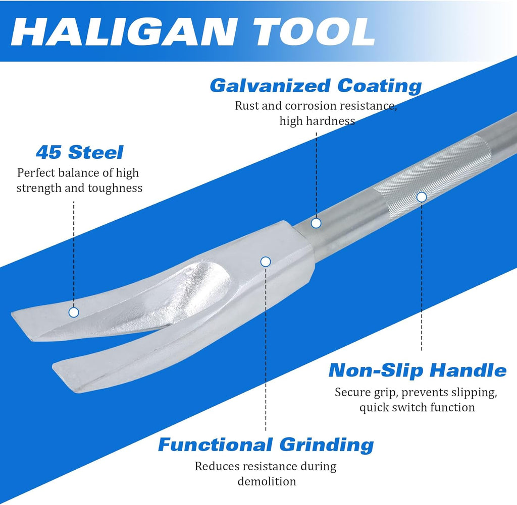 30" Halligan Tool, Breaching Tools for Emergencies, 45 Gauge Steel Forged Halligan Bar, Modern Rescue Firefighter Halliganar