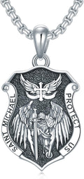 Seiyang Saint Necklace 925 Sterling Silver Patron Amulet Medal Jewelry for Men Women (with Gift Box)