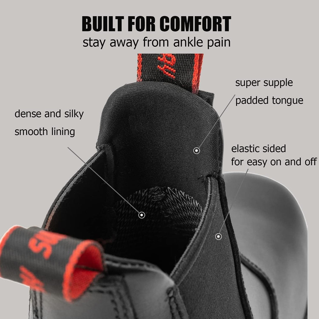 SUREWAY Men's Slip On Work Boots for Men,Upgraded Slip/Water Resistant,Electric Hazard,Fire Station Mechanic Work Boots/Shoes