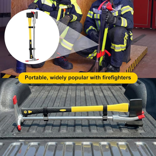 30" Halligan Bar Firefighter Tool & Fire Axe Combination Set, Halligan Tool with Ratchet Strap for Fire Rescue, Tactical Breaching & Emergency Breach