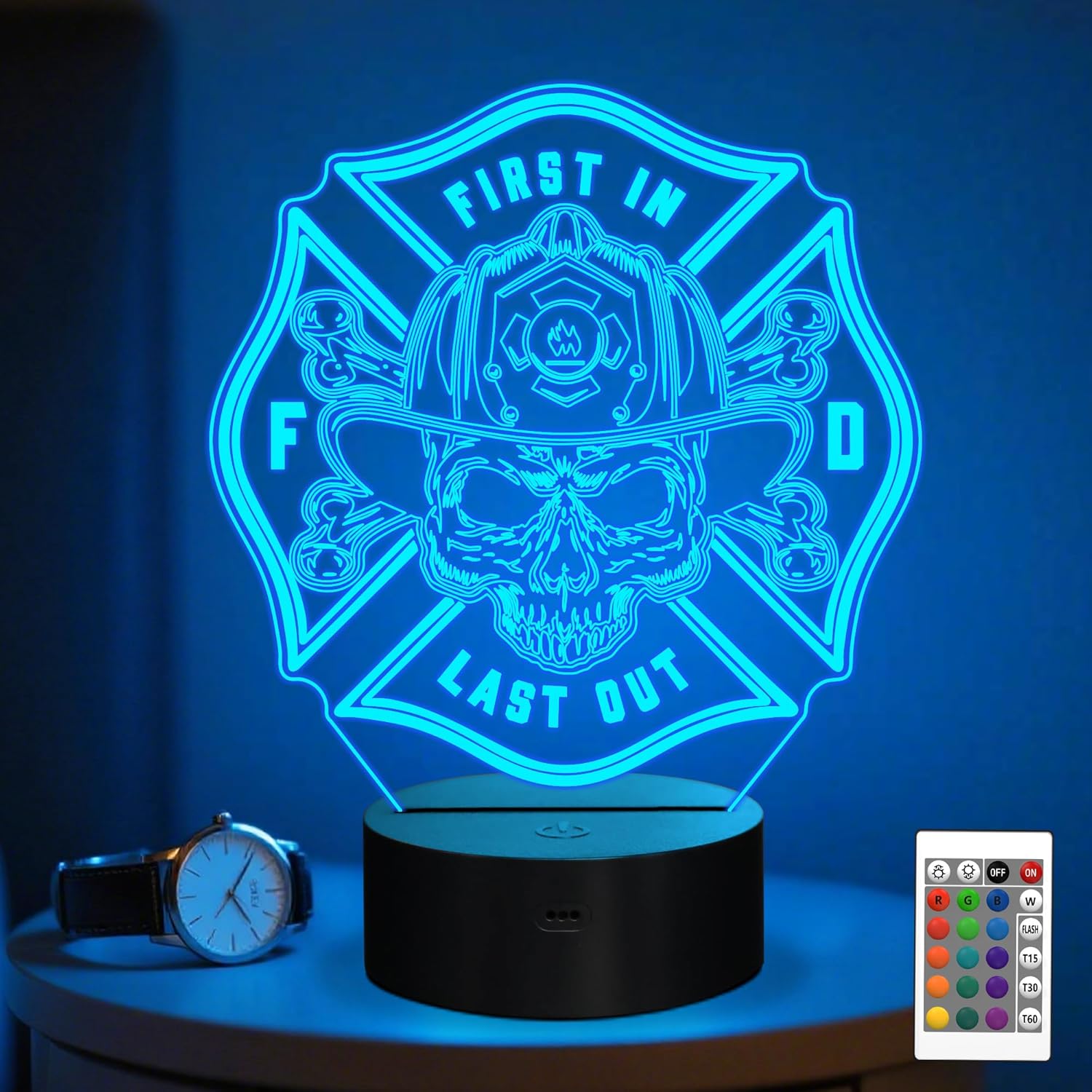 Firefighter Gifts, Fire Fighter Gifts Men, Fireman Night Light with 16 Colors Changing & Timer & Dimmer, Creative Gifts for Easter, Birthday, Father's Day, Graduation, Thank you for Firefighter, Women