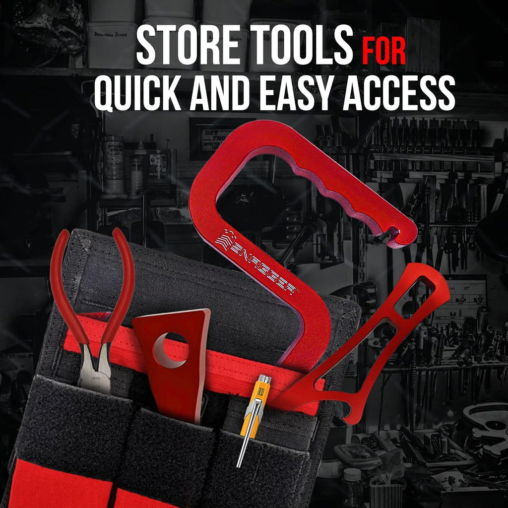 Motis Fire Pocket Organizer Pouch with Webbing Carry Handle, Durable Tool Pouch Organizer for Firefighter Tools, Tool Kit Bag, Equipment not Included
