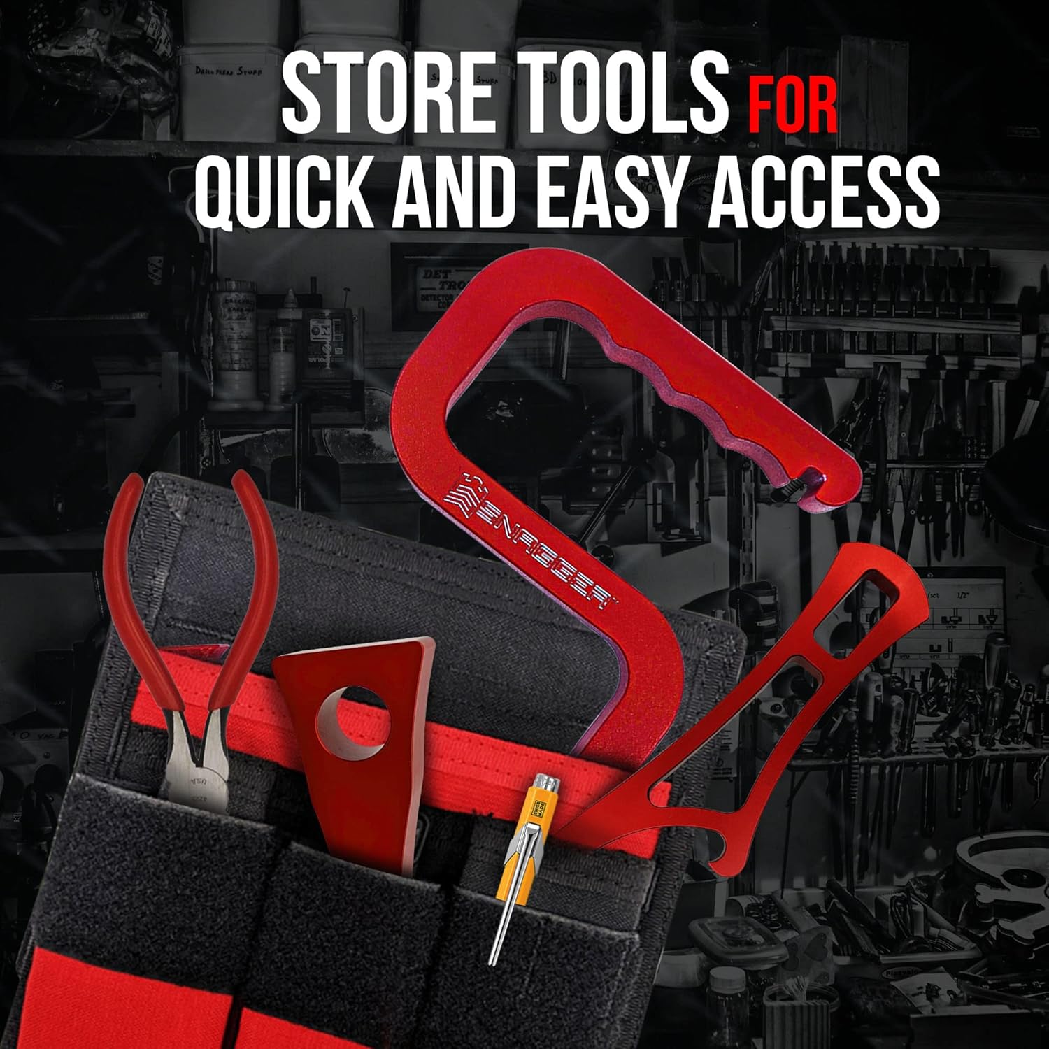 Motis Fire Pocket Organizer Pouch with Webbing Carry Handle, Durable Tool Pouch Organizer for Firefighter Tools, Tool Kit Bag, Equipment not Included