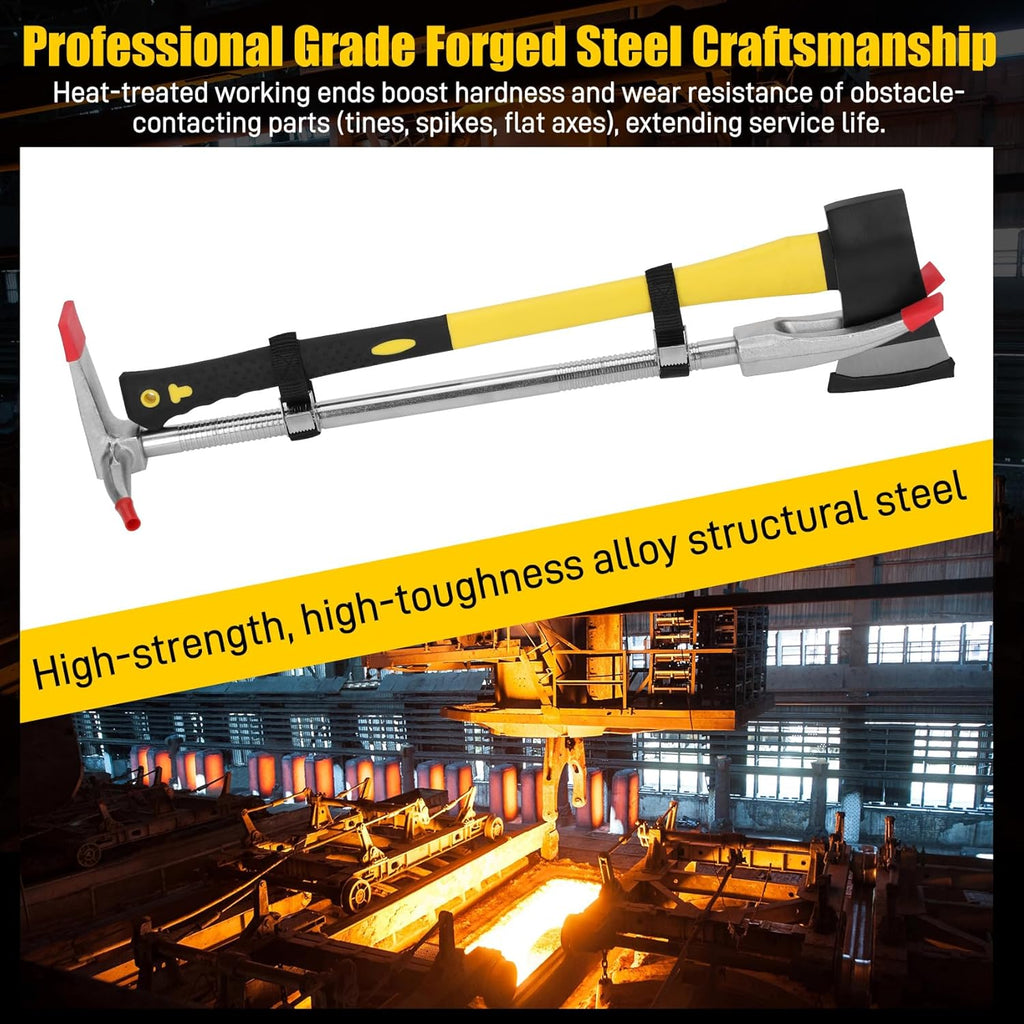 30" Halligan Bar Firefighter Tool & Fire Axe Combination Set, Halligan Tool with Ratchet Strap for Fire Rescue, Tactical Breaching & Emergency Breach