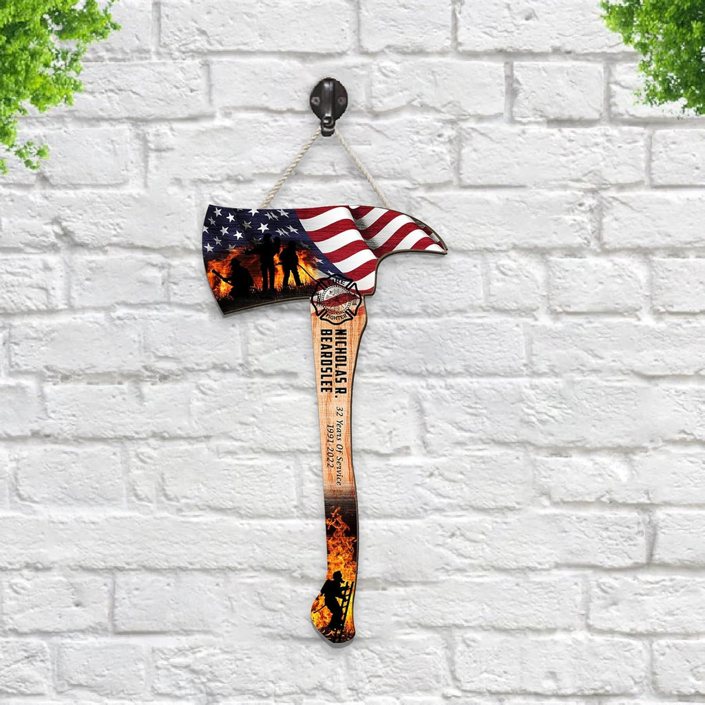 Personalized Firefighter Printed Wooden Sign Wall Plaque, Customized Name & Year, Firefighter Pride, Appreciation Meaningful Gifts for Firemen Firefighter Hero Husband Dad, Retirement Gifts (00)