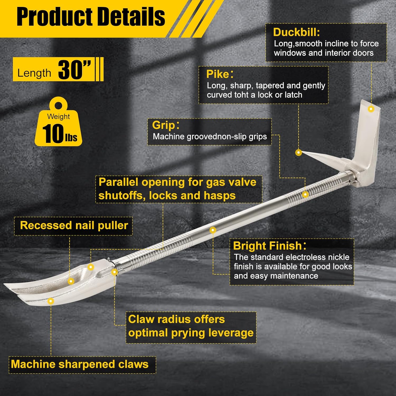 30" Halligan Bar Firefighter Tool & Fire Axe Combination Set, Halligan Tool with Ratchet Strap for Fire Rescue, Tactical Breaching & Emergency Breach