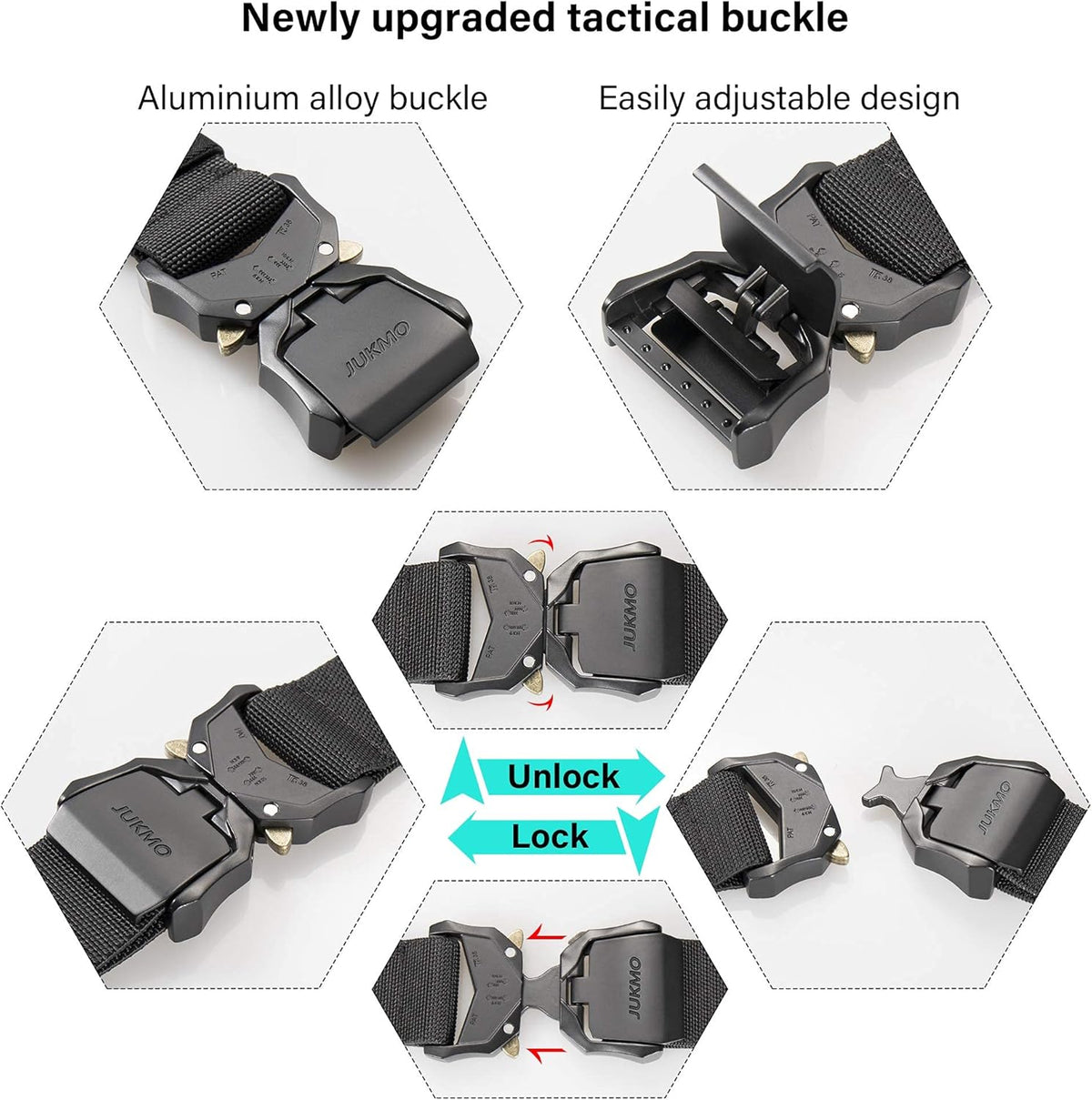JUKMO Tactical Belt, Military Hiking Rigger 1.5