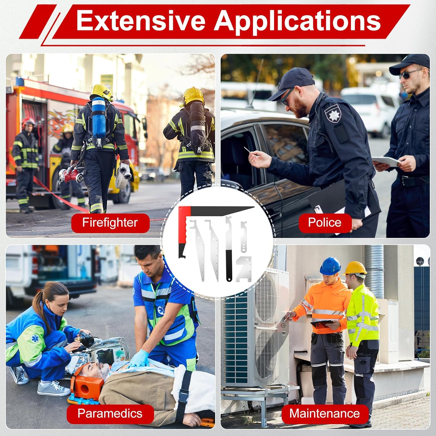 6 Pack Firefighter Tools, Multi-Functional Emergency Firefighting Tool kit for Firefighter, Emergency Responder, and Warehouse, Fire Pick Door Opener, Made from Stainless Steel